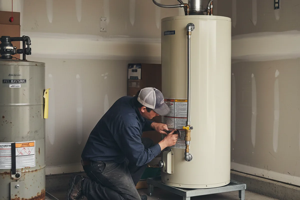 Water heater and shutoff valve replacement in Winchester